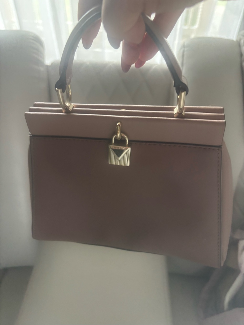 Michael Kors Two-Tone Dusty Rose and Brown Top-Handle Satchel